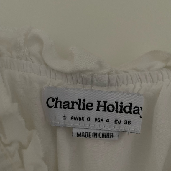 Charlie Holiday Boheme Linen Puff Sleeve Mini Dress - Picture 11 of 14